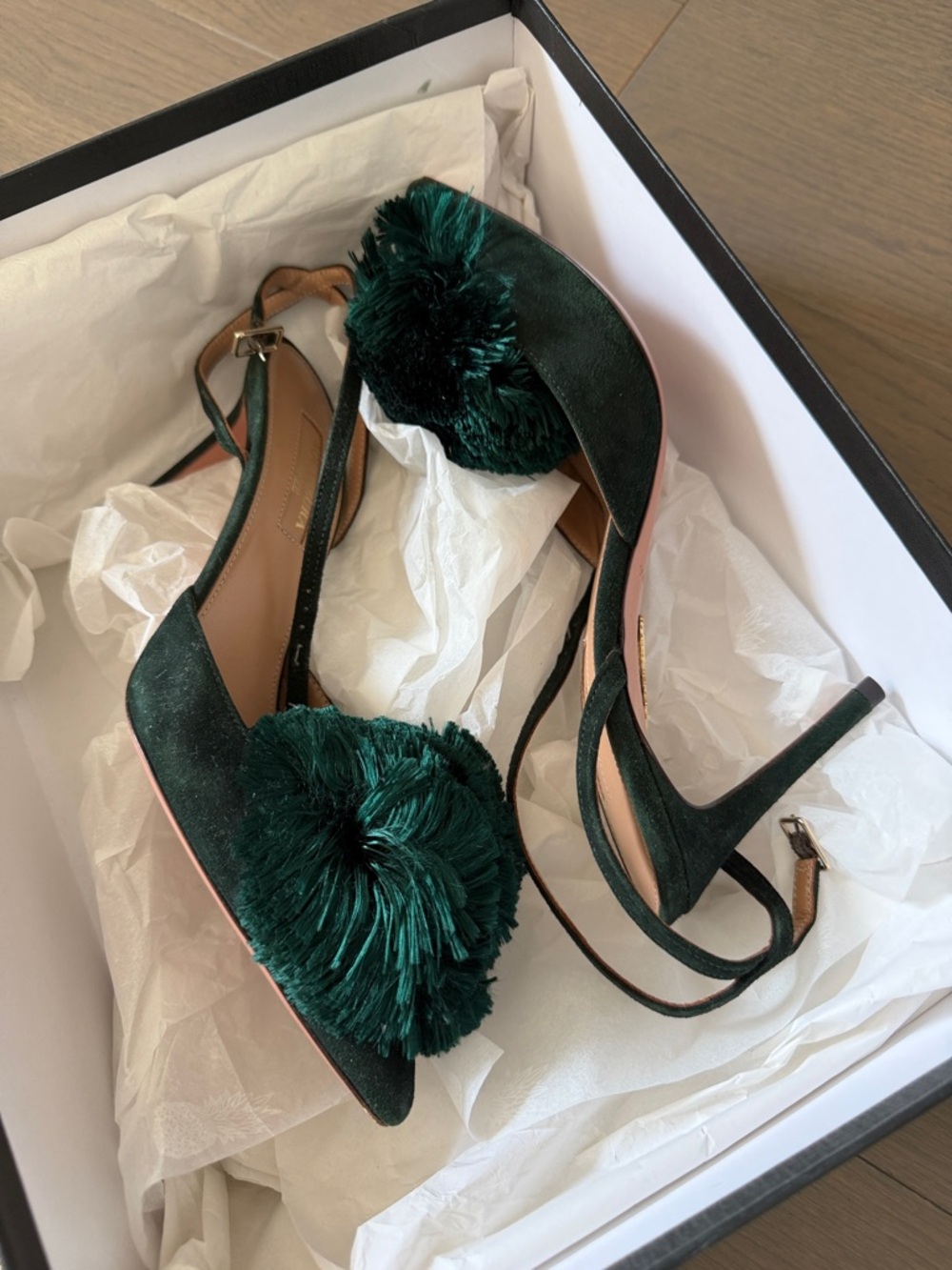 Aquazzura Powderpuff Sling in Monet Green